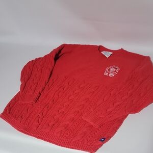 Walt Disney World Parks Cable Knit Pullover Sweater red Spirt Thick Large